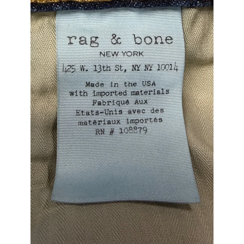 Rag & Bone Button Fly Mens 33x34 Slim Straight Leg Denim Blue Jeans (CC10)